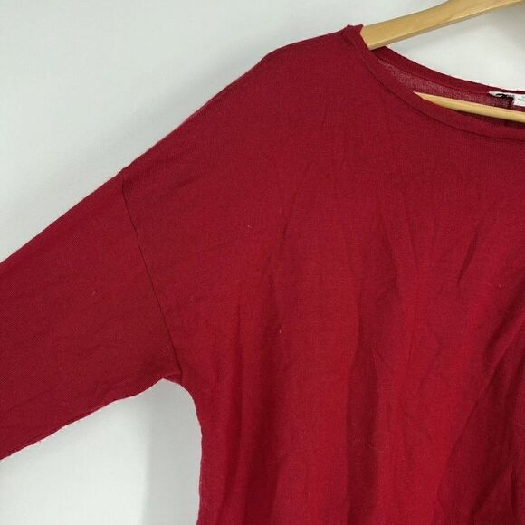 J Jill Sweater Size 1X Womens Red Washable Merino Wool Dolman Sleeve Top Knit - Picture 4 of 8